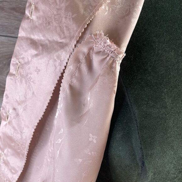 Beautiful Handmade Button Up Blouse, Dusty Rose Silk Feel, Description for Size - Picture 8 of 9